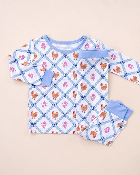 Bamboo Top & Pants Set | Chickens & Flowers - PREORDER