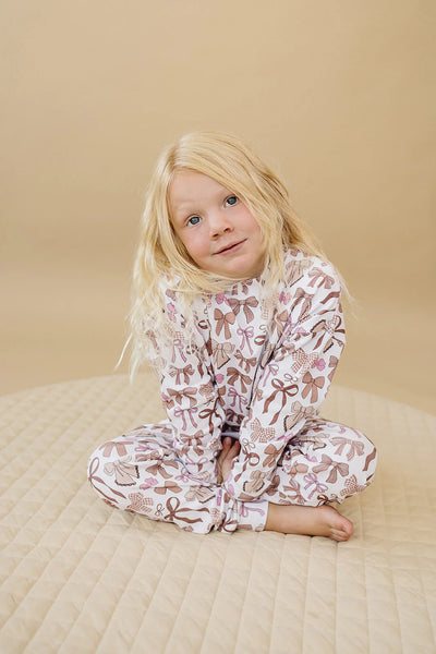 Top & Pants Set | Mocha Bows - PREORDER