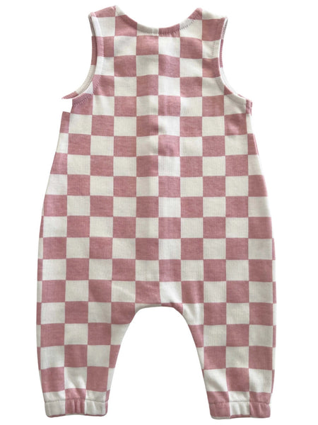 Tank Button Pants Romper | Strawberry Shortcake Checkerboard - PREORDER