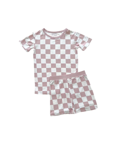 Bamboo Checkered Top & Pants Set | Latte - PREORDER