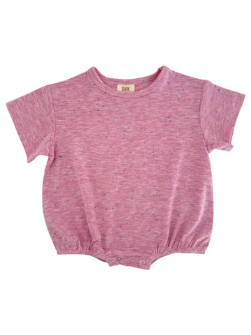 Speckle Bubble Romper | Pink - PREORDER