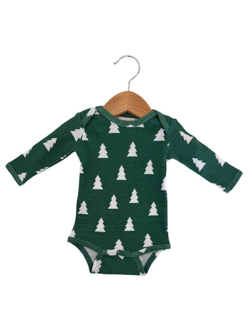 Waffle Long Sleeve Bodysuit | Spruce Trees - PREORDER