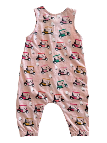 Tank Button Pants Romper | Pink Golf Cart - PREORDER