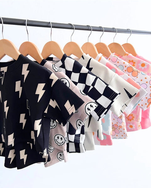 Top & Shorts Set | Black Bolts - PREORDER