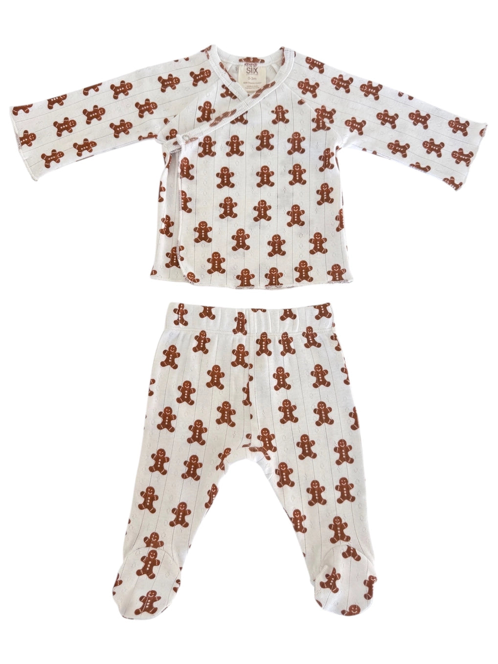 Organic Pointelle Kimono & Pant Set | White Gingerbread - PREORDER