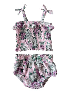 Smocked Ruffle Top & Bloomer Set | Blissful Blossoms - PREORDER