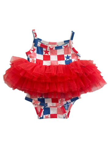 Tutu Romper | Pink USA Checkerboard & Stars - PREORDER