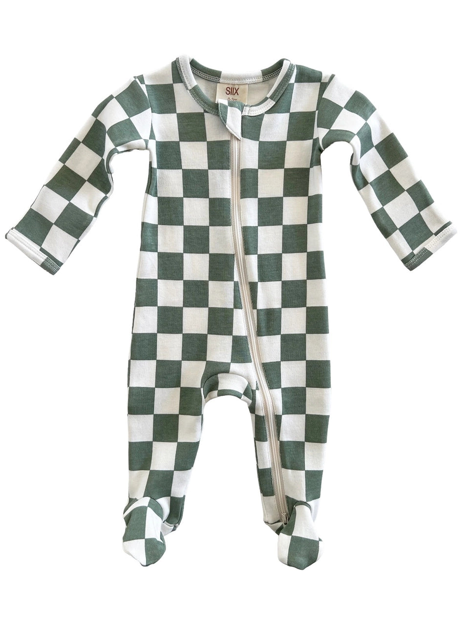 Zip Footie Romper | Matcha Milkshake Checkerboard - PREORDER