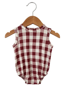 Plaid Tank Bubble Romper | Mulberry - PREORDER