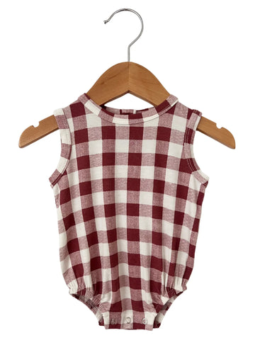 Plaid Tank Bubble Romper | Mulberry - PREORDER