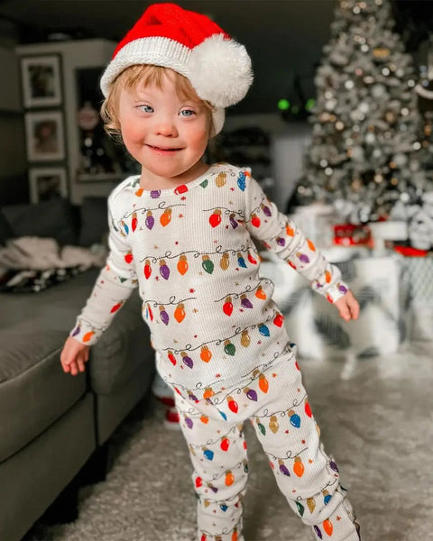 Waffle Top & Pants Set | Christmas Lights - PREORDER