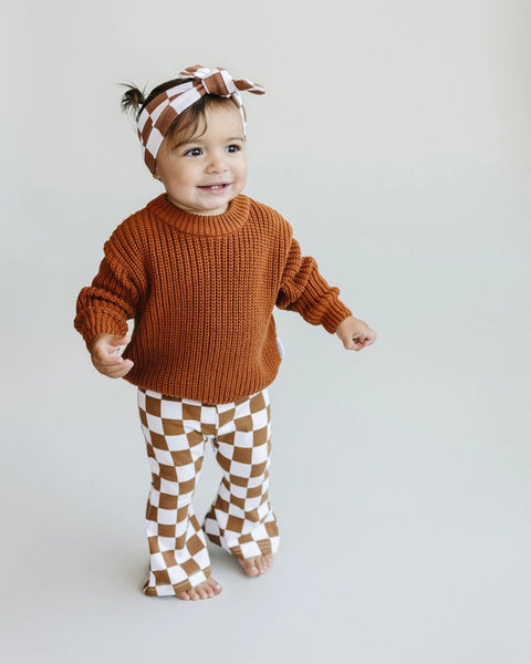 Checkered Flare Pants | Copper - PREORDER