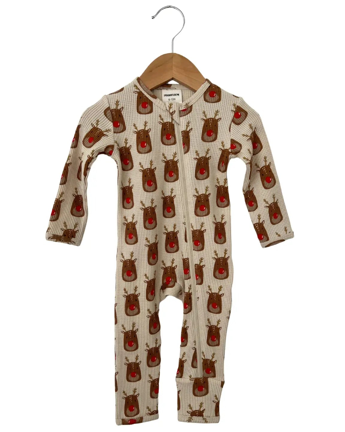 Waffle Zip Romper | Reindeer - PREORDER