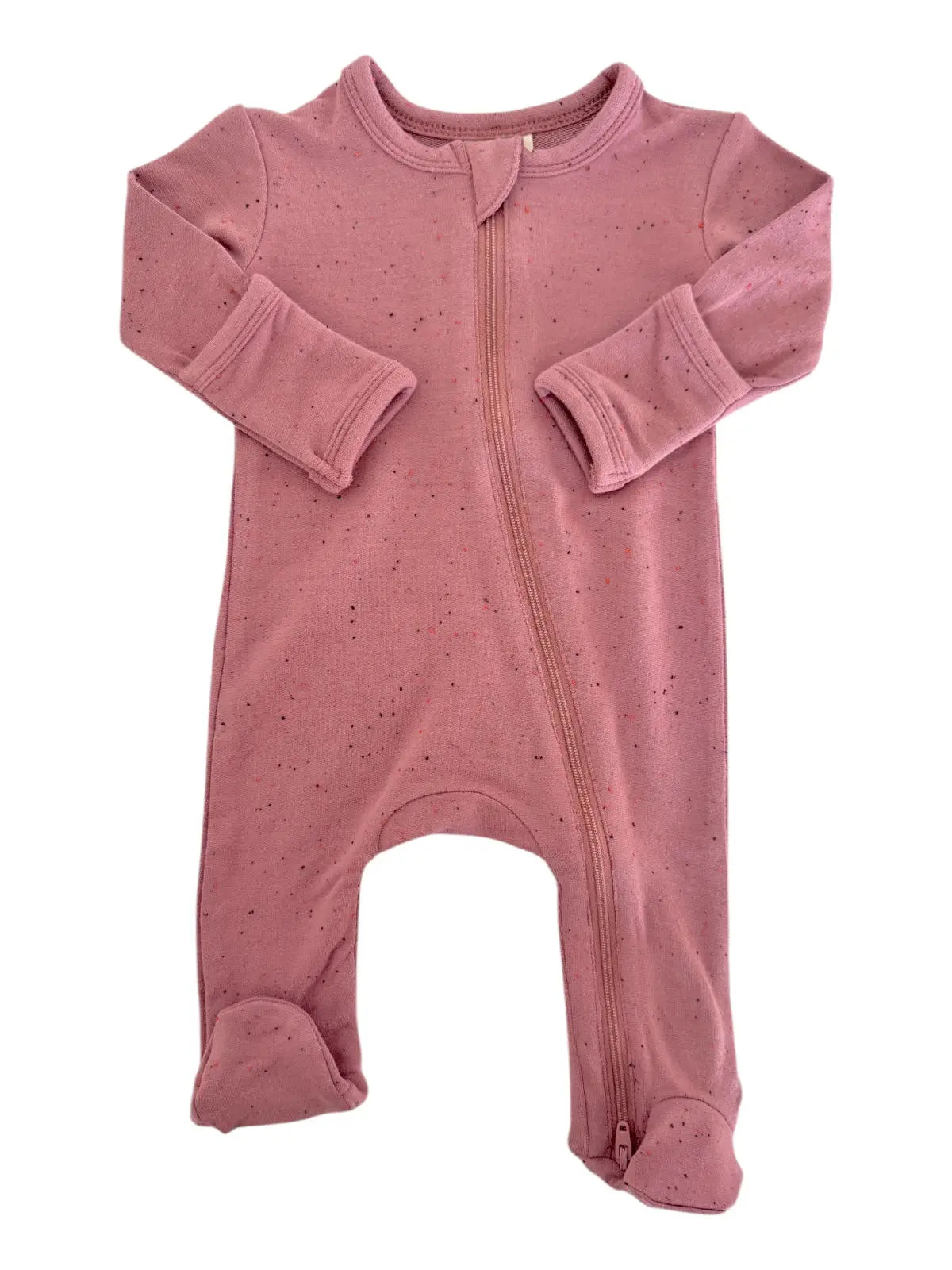 Speckle Zip Footie Romper | Mauve - PREORDER