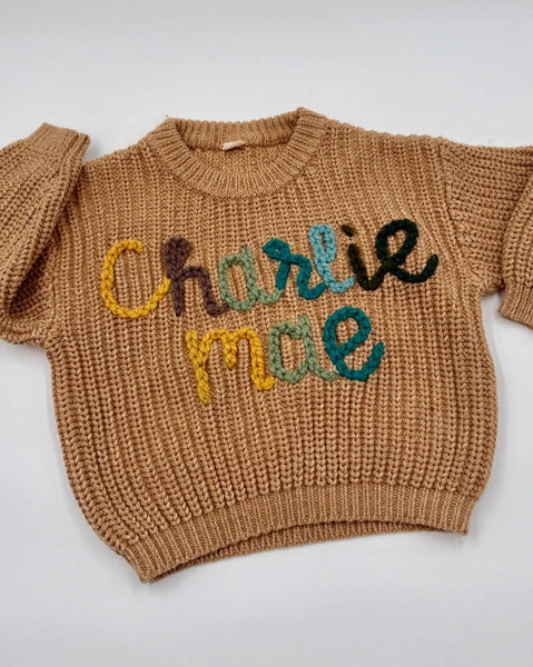 Yarn *CUSTOM* Name Chunky Knit Sweater | 11 Colors