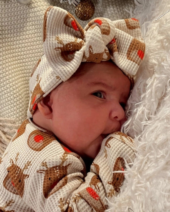 Waffle Knot Bow | Reindeer - PREORDER