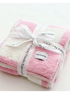 Checkered Plush Baby Blanket | Pink - PREORDER