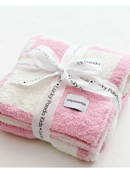 Checkered Plush Baby Blanket | Pink - PREORDER
