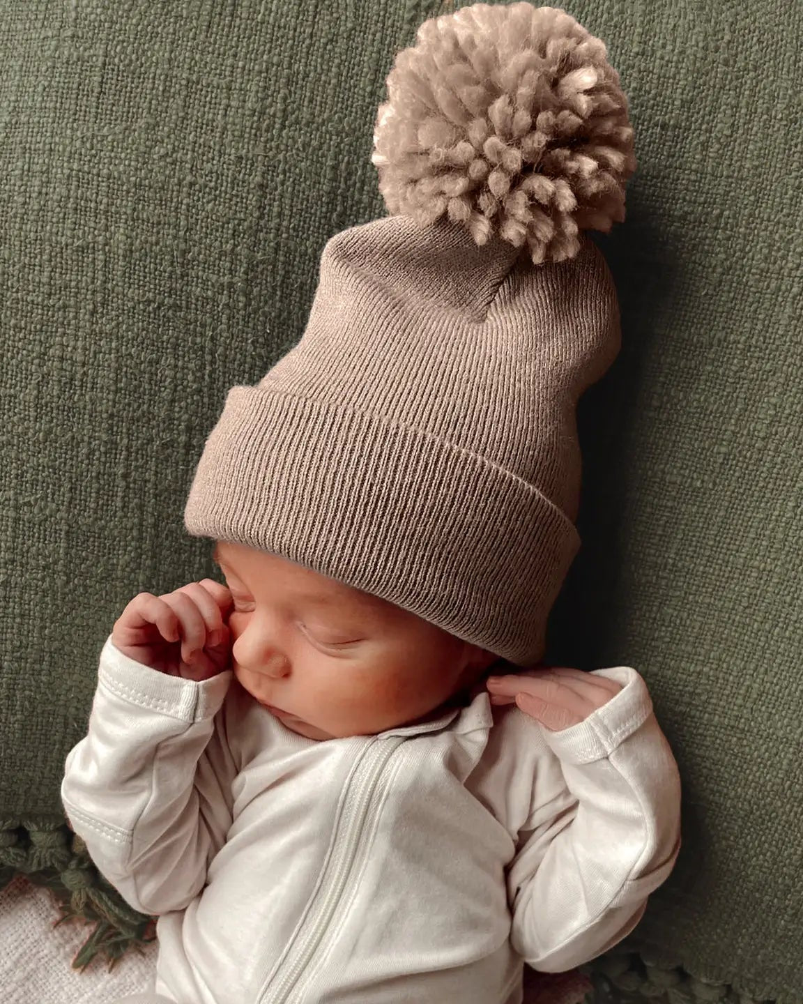 Baby's First Hat | Tan Pom - PREORDER
