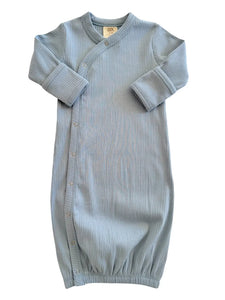 Organic Ribbed Gown | Dusty Blue - PREORDER