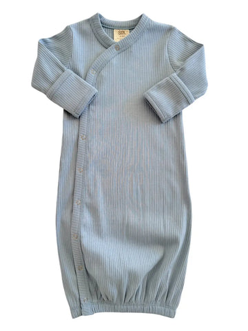 Organic Ribbed Gown | Dusty Blue - PREORDER