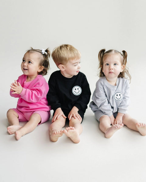 Smiley Top & Biker Shorts Set | Pink - PREORDER