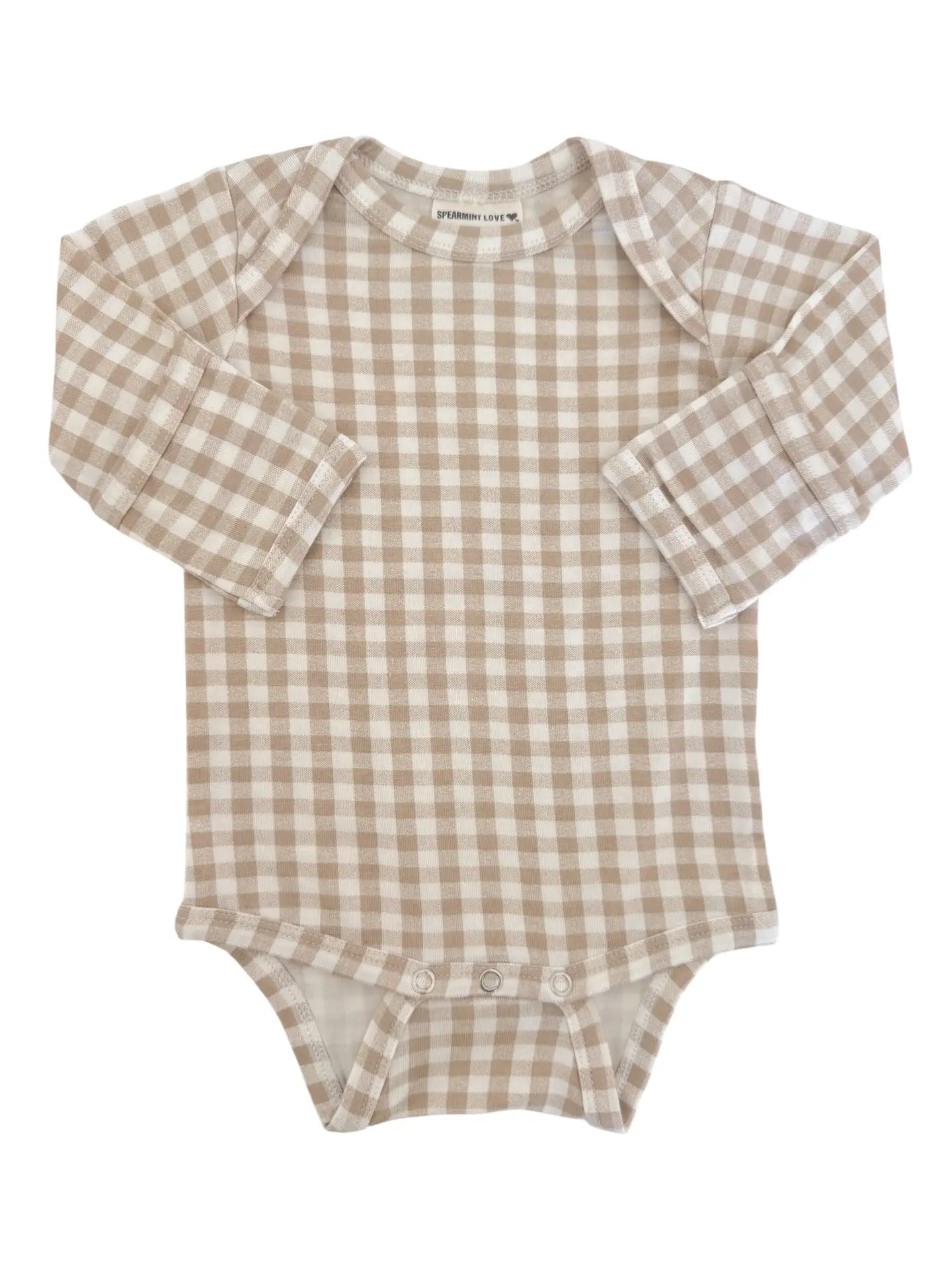 Long Sleeve Bodysuit | Tan Gingham - PREORDER