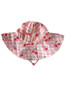 Wide Brim Sunhat | Gingham Cherries - PREORDER