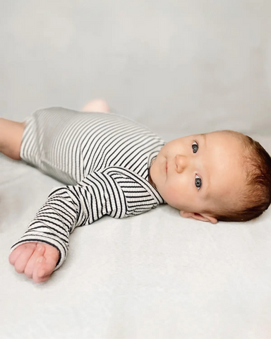 Ribbed Long Sleeve Bodysuit | Black Stripes - PREORDER