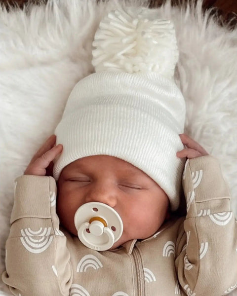 Baby's First Hat | White Pom - PREORDER