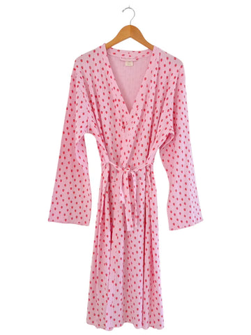 Organic Pointelle Women's Robe | Pink Strawberry - PREORDER