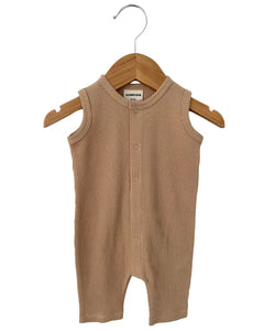 Waffle Tank Easy Romper | Tan - PREORDER