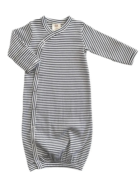 Organic Ribbed Gown | Black Stripes - PREORDER