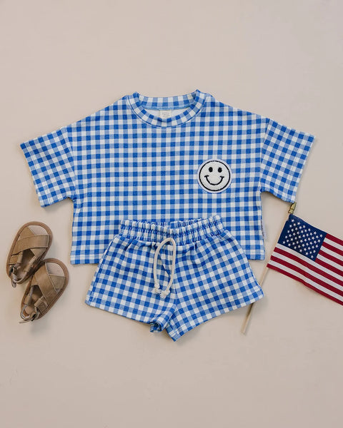 Top & Shorts Set | Blue Gingham - PREORDER