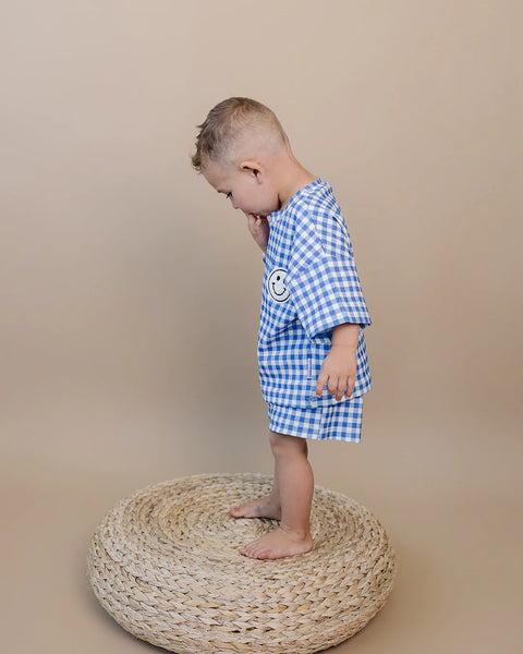 Top & Shorts Set | Blue Gingham - PREORDER