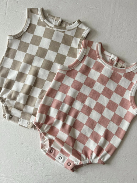 Tank Bubble Romper | Strawberry Shortcake Checkerboard - PREORDER