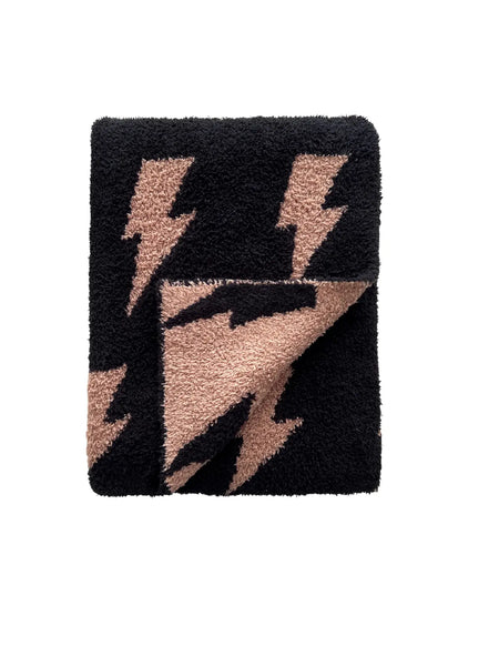 Lightening Bolt Plush Baby Blanket | Mocha - PREORDER