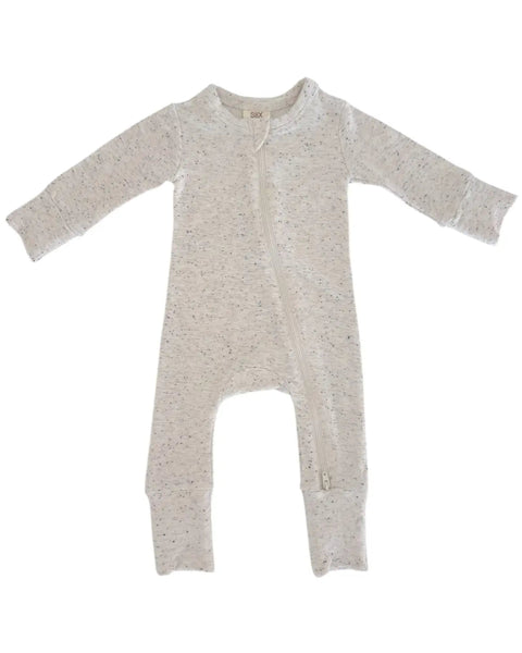 Speckle Zip Romper | Dove - PREORDER