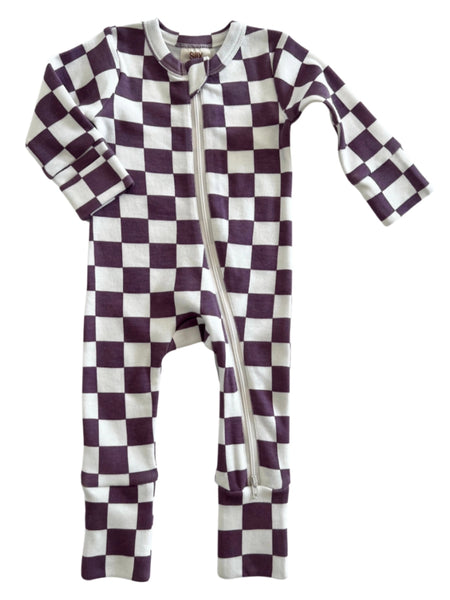 Zip Romper | Berry Cheesecake Checkerboard - PREORDER