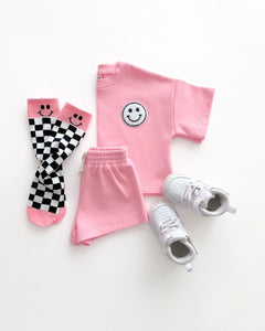 Top & Shorts Set | Smiley Pink Peach - PREORDER