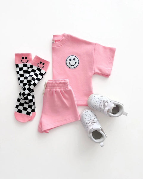 Top & Shorts Set | Smiley Pink Peach - PREORDER