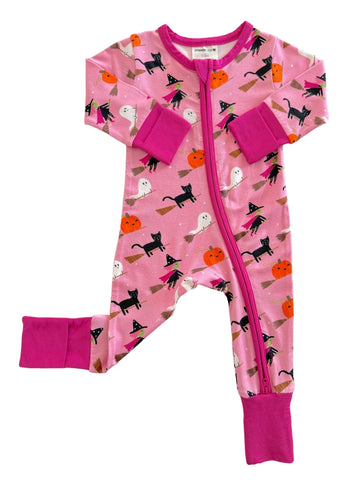 Zip Romper | Pink Broomstick Friends - PREORDER