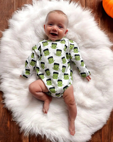 Long Sleeve Bubble Romper | Halloween Monster - PREORDER