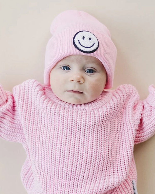 Smiley Beanie | Pink - PREORDER