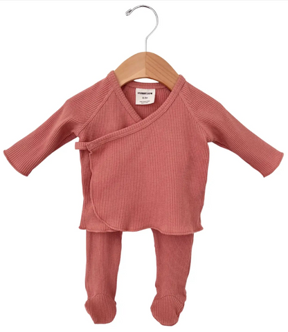 Waffle Kimono & Pant Set | Dusty Rose - PREORDER