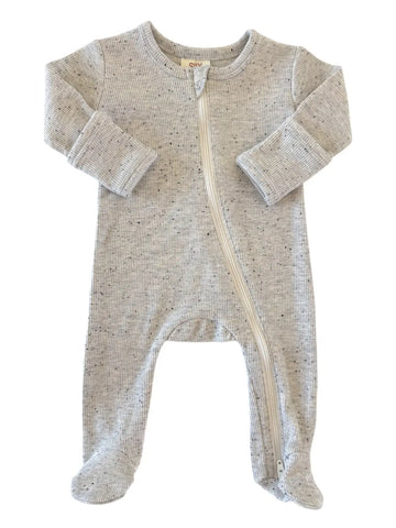 Speckle Zip Footie Romper | Heather - PREORDER