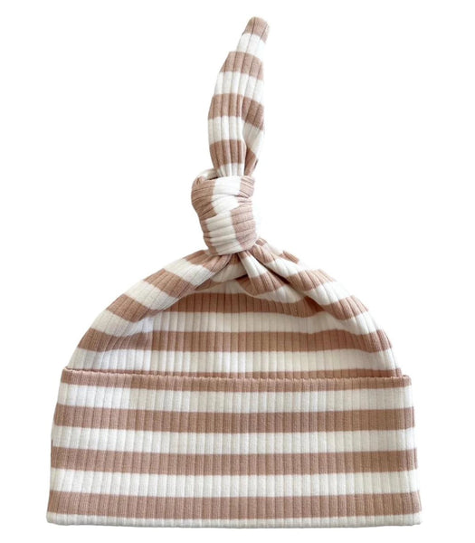 Ribbed Beanie Hat | Cream Stripes - PREORDER