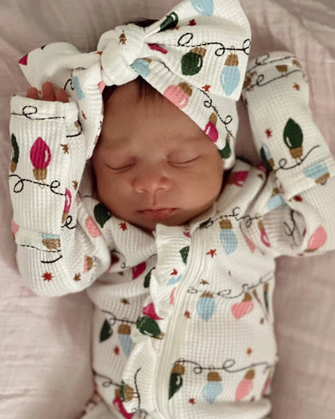 Waffle Knot Bow | Girly Christmas Lights - PREORDER