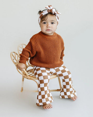 Checkered Flare Pants | Copper - PREORDER
