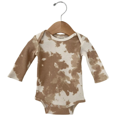 Waffle Long Sleeve Bodysuit | Almond Tie Dye - PREORDER